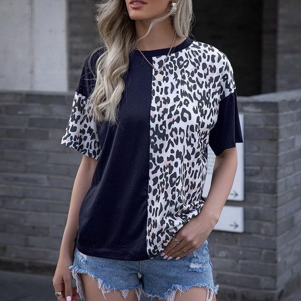 women's t-shirt women leopard pattern splicing fashion casual o-neck short sleeve cotton summer oversized 2021, White
women's t-shirt women leopard pattern splicing fashion casual o-neck short sleeve cotton summer oversized 2021, White