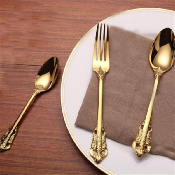 dinnerware sets golden carved high-end 304 stainless steel tableware long handle spoon and fork ice cream tea household
dinnerware sets golden carved high-end 304 stainless steel tableware long handle spoon and fork ice cream tea household