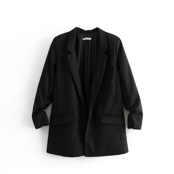 women's suits & blazers spring autumn oversized office blazer three quarter sleeve loose suit notched collar open stitch casual female, White;black
women's suits & blazers spring autumn oversized office blazer three quarter sleeve loose suit notched collar open stitch casual female, White;black