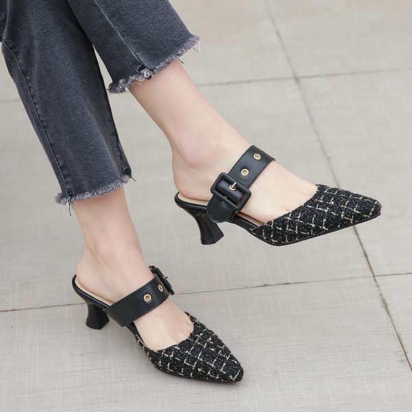 slippers women sandals summer heel high heels lady pumps classics slip on shoes party, Black
slippers women sandals summer heel high heels lady pumps classics slip on shoes party, Black