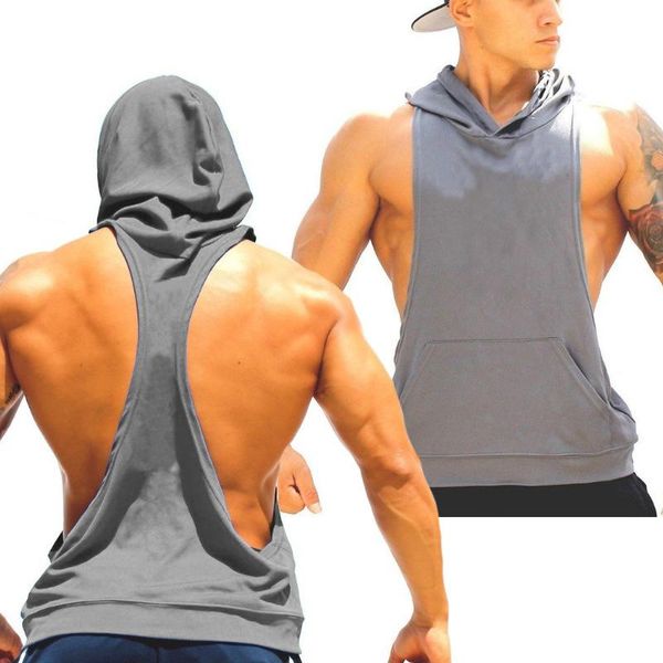 men' tank 2021 summer sleeveless t-shirt european and american fitness hooded loose sports vest, White;black
men' tank 2021 summer sleeveless t-shirt european and american fitness hooded loose sports vest, White;black