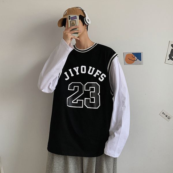 mens sweater autumn ins letter printed fake two piece sweater men's fashion couple loose and versatile long sleeve t-shirt top, Black
mens sweater autumn ins letter printed fake two piece sweater men's fashion couple loose and versatile long sleeve t-shirt top, Black