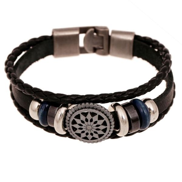 link, chain buckle men's leather bracelet, european and american jewelry, retro woven bracelet bracelets, Black
link, chain buckle men's leather bracelet, european and american jewelry, retro woven bracelet bracelets, Black