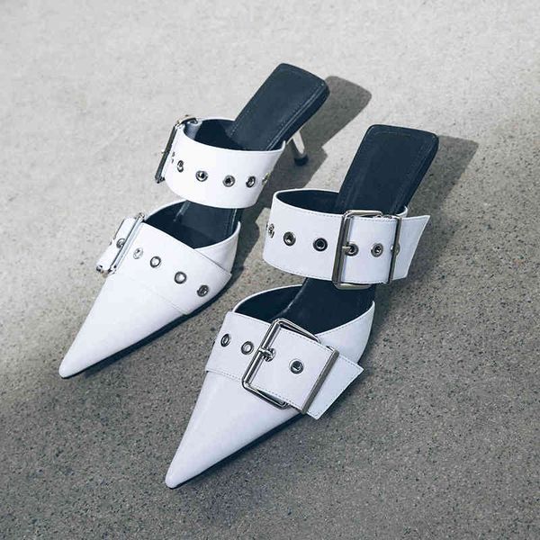 sandals real leather shoes women latest fashion mules heel pointed toe buckle strap slides summer retro dress pumps white black f8
sandals real leather shoes women latest fashion mules heel pointed toe buckle strap slides summer retro dress pumps white black f8