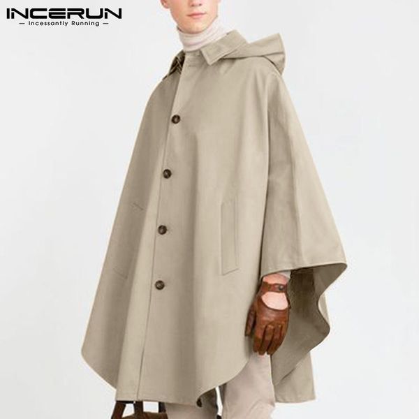men's trench coats 2021 men streetwear hooded loose single breasted pockets cloak solid color windproof casual ponchos 5xl incerun, Tan;black
men's trench coats 2021 men streetwear hooded loose single breasted pockets cloak solid color windproof casual ponchos 5xl incerun, Tan;black