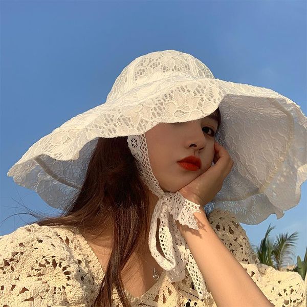 ladies beach hat summer sun protection big brimmed lace hollow outdoor riding uv hats, Black;white
ladies beach hat summer sun protection big brimmed lace hollow outdoor riding uv hats, Black;white