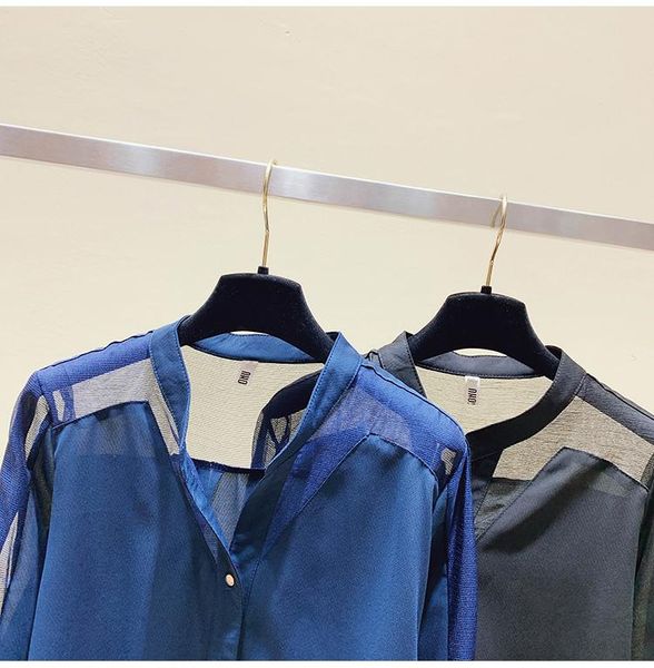 women's blouses & shirts blouse 2021 spring summer fashion mesh stitching shirt female all-match chiffon blusa blue black, White
women's blouses & shirts blouse 2021 spring summer fashion mesh stitching shirt female all-match chiffon blusa blue black, White