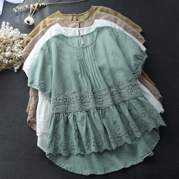 women's blouses & shirts small fresh forest short-sleeved cotton and linenblouse solid color front short back long ruffled hem blouse a, White
women's blouses & shirts small fresh forest short-sleeved cotton and linenblouse solid color front short back long ruffled hem blouse a, White