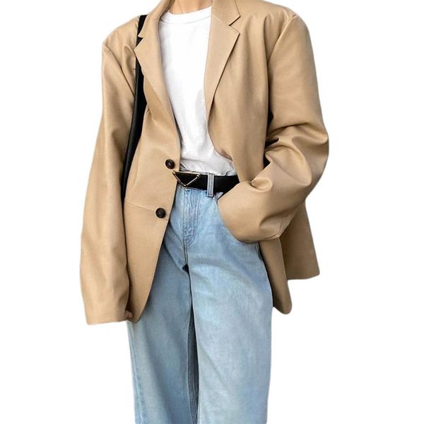women's suits & blazers women formal leather solid color button-down collared suit jacket premium texture girls black/ khaki, White;black
women's suits & blazers women formal leather solid color button-down collared suit jacket premium texture girls black/ khaki, White;black