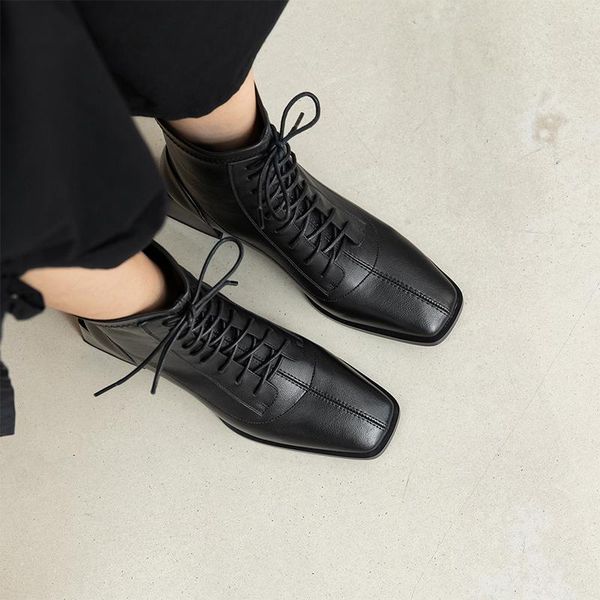 boots women ankle natural leather modern 22-25cm autumn and winter tooling shoes for square toe thin, Black
boots women ankle natural leather modern 22-25cm autumn and winter tooling shoes for square toe thin, Black