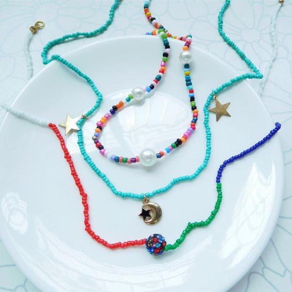 chokers 3 pcs/set beach style fashion blue crystal seed beads pearl chain necklace set for women jewelry luxury star moon pendant collar, Golden;silver
chokers 3 pcs/set beach style fashion blue crystal seed beads pearl chain necklace set for women jewelry luxury star moon pendant collar, Golden;silver