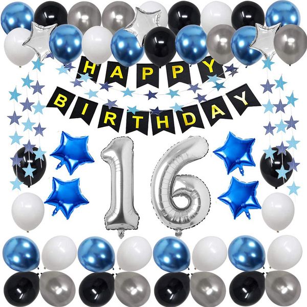 amawill blue silver metal latex balloons 16th birthday decoration 16 years number anniversary party decor plies globos
amawill blue silver metal latex balloons 16th birthday decoration 16 years number anniversary party decor plies globos