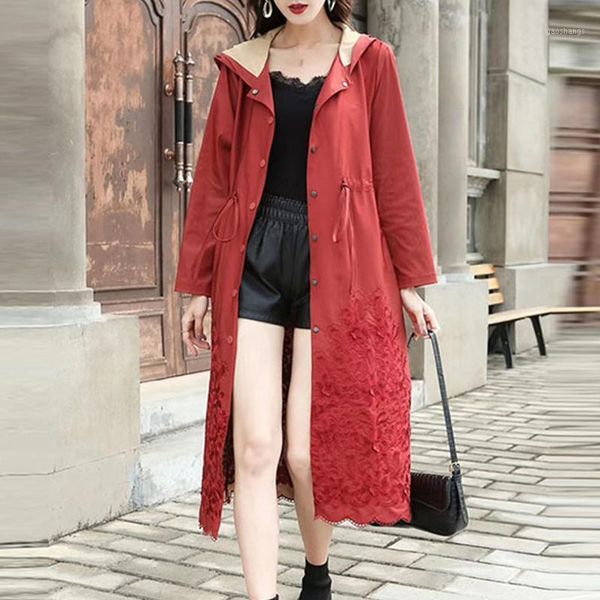 women's trench coats plus size autumn 2021 mid-long european and american fashion embroidered windbreaker casual hooded coat long sleev, Tan;black
women's trench coats plus size autumn 2021 mid-long european and american fashion embroidered windbreaker casual hooded coat long sleev, Tan;black