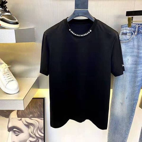 short embroidery chao sanskrit brand casual cross neckline sleeve t-shirt for men and women, White
short embroidery chao sanskrit brand casual cross neckline sleeve t-shirt for men and women, White
