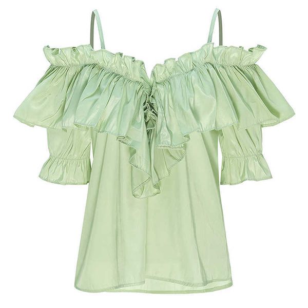 perhaps u light green flare half sleeve slash neck strapless chiffon elegant blouse shirt women summer b0627 210529, White
perhaps u light green flare half sleeve slash neck strapless chiffon elegant blouse shirt women summer b0627 210529, White