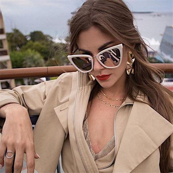 sunglasses oversized cateye women 2021 retro cat eye brand design sun glasses luxury vintage mirror uv400 oculos, White;black
sunglasses oversized cateye women 2021 retro cat eye brand design sun glasses luxury vintage mirror uv400 oculos, White;black