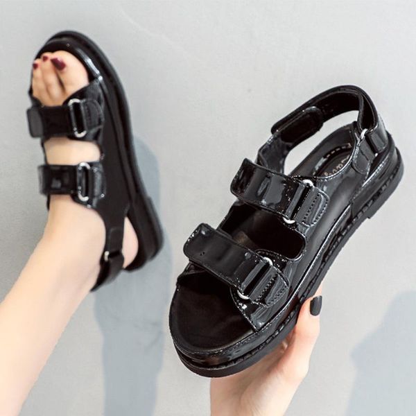 patent leather solid hook&loop double band women sandals summer student elevated shoes open toe matte femmes sandalias2021, Black
patent leather solid hook&loop double band women sandals summer student elevated shoes open toe matte femmes sandalias2021, Black