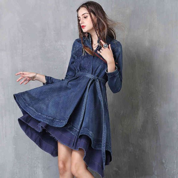 casual dresses spring autumn long trench coat women fashion irregular denim vintage slim belt sleeve jeans outerwear windbreaker 7, Black;gray
casual dresses spring autumn long trench coat women fashion irregular denim vintage slim belt sleeve jeans outerwear windbreaker 7, Black;gray