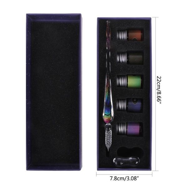 crystal starry sky glass ink pen dip for writing fountain set gift pens