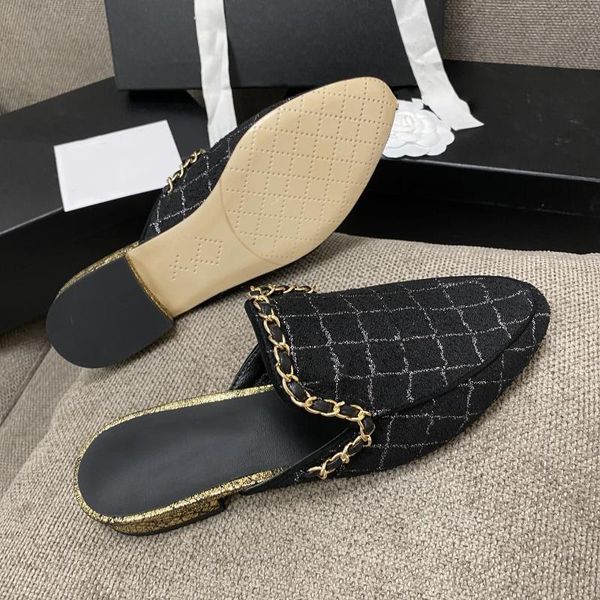 quality spring slippers women leather sole shoes ladies covered toe slides brand mules females chain footwears, Black
quality spring slippers women leather sole shoes ladies covered toe slides brand mules females chain footwears, Black