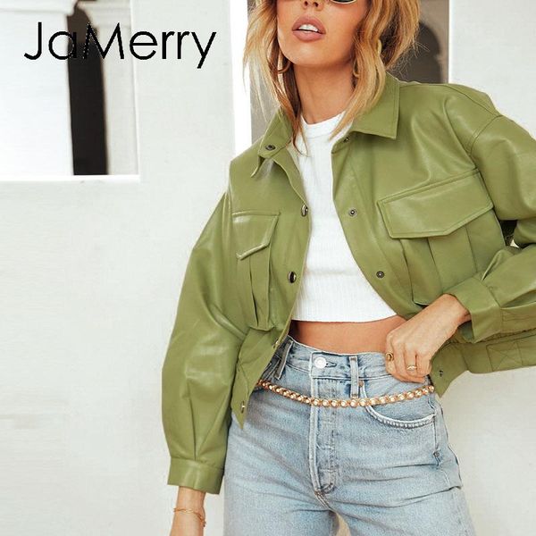 women's jackets jamerry casual faux leather women coat fashion single-breasted pocket lapel female short jacket high street style ladie, Black;brown
women's jackets jamerry casual faux leather women coat fashion single-breasted pocket lapel female short jacket high street style ladie, Black;brown