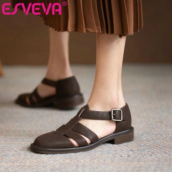 square heels women sandals buckle sweet style summer t-strap cow leather low round toe shoes size 34-40, Black
square heels women sandals buckle sweet style summer t-strap cow leather low round toe shoes size 34-40, Black