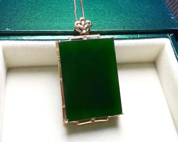 lockets 18k gold inlaid hetian jasper square pendantj26#, Silver
lockets 18k gold inlaid hetian jasper square pendantj26#, Silver