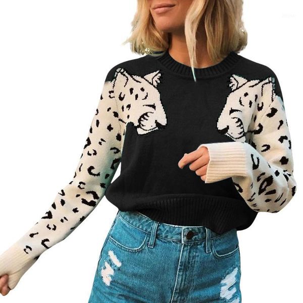 ladies leopard printed sweater fashion women animal print patchwork o-neck long sleeve pullover loose sweaters blouse women's, White;black
ladies leopard printed sweater fashion women animal print patchwork o-neck long sleeve pullover loose sweaters blouse women's, White;black