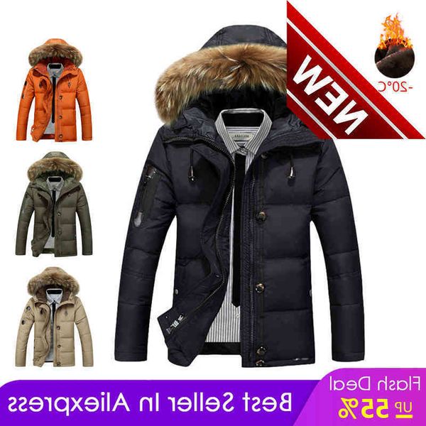 -20 degrees men's down jackets winter thicken detachable raccoon fur collar male white duck solid color warm men coats, Black
-20 degrees men's down jackets winter thicken detachable raccoon fur collar male white duck solid color warm men coats, Black