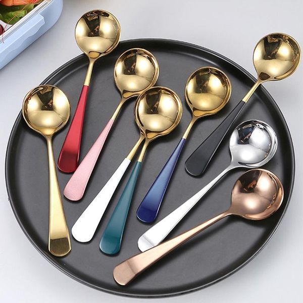 spoons 1pc stainless steel soup colorful round head ice cream cake dessert coffee mixing spoon kitchen tableware
spoons 1pc stainless steel soup colorful round head ice cream cake dessert coffee mixing spoon kitchen tableware