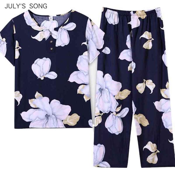 july's song casual plus size women pajamas set summer spring floral printed nightwear homewear vintage loose pyjamas female 210330, Black;red
july's song casual plus size women pajamas set summer spring floral printed nightwear homewear vintage loose pyjamas female 210330, Black;red