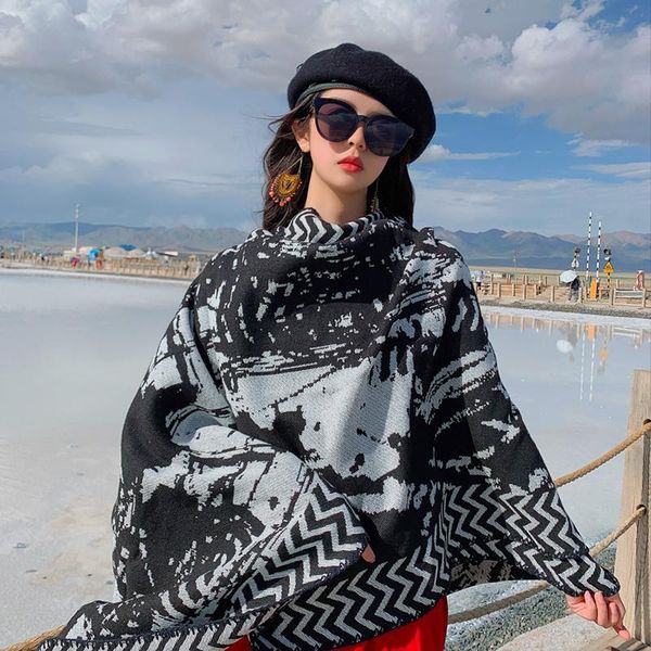 scarves slit towel chinese style wave striped frame shawl travel po cloak big wrap warm scarf outside in autumn and winter, Blue;gray
scarves slit towel chinese style wave striped frame shawl travel po cloak big wrap warm scarf outside in autumn and winter, Blue;gray