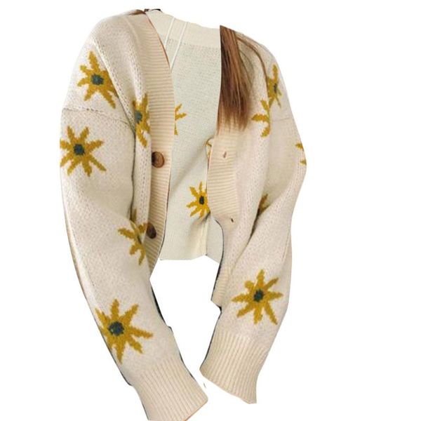 women's knits & tees 2021 sweater western casual small flower single-breasted long sleeve knit cardigan female jacket, White
women's knits & tees 2021 sweater western casual small flower single-breasted long sleeve knit cardigan female jacket, White
