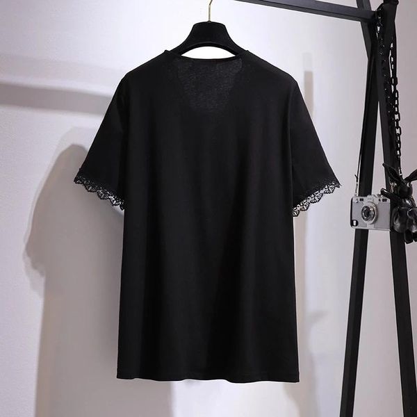 women's t-shirt summer plus size for women 7xl bust 154cm large short sleeve loose cotton black lace v-neck, White
women's t-shirt summer plus size for women 7xl bust 154cm large short sleeve loose cotton black lace v-neck, White
