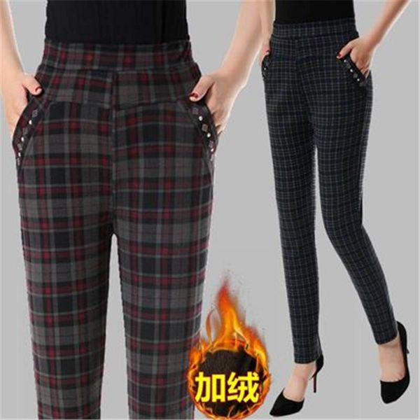 women's pants & capris autumn women trousers plaid elastic waist casual middle-aged elderly female pencil winter plus velvet warm, Black;white
women's pants & capris autumn women trousers plaid elastic waist casual middle-aged elderly female pencil winter plus velvet warm, Black;white