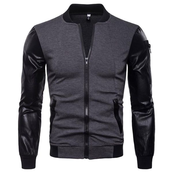 men's jackets zipper leather sleeve patchwork short british stand collar jacket, Black;brown
men's jackets zipper leather sleeve patchwork short british stand collar jacket, Black;brown