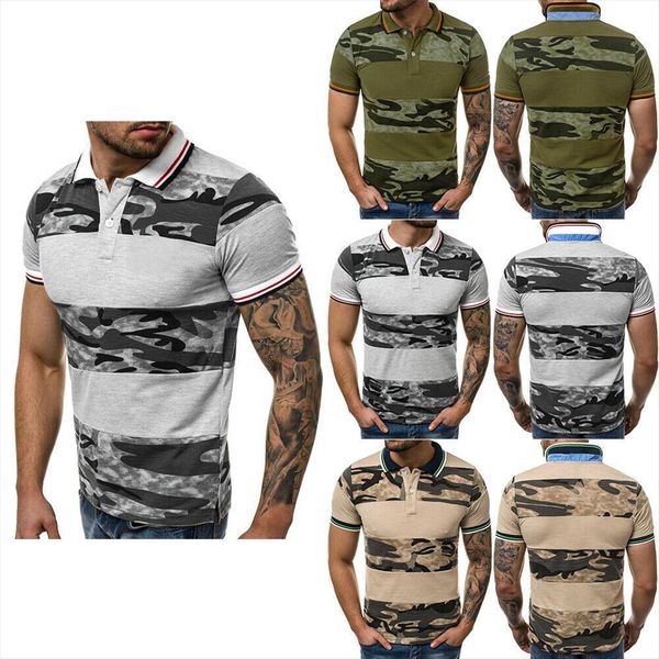 gym summer slim fit men polo casual short sleeved muscle tee camouflage shirt, White;black
gym summer slim fit men polo casual short sleeved muscle tee camouflage shirt, White;black