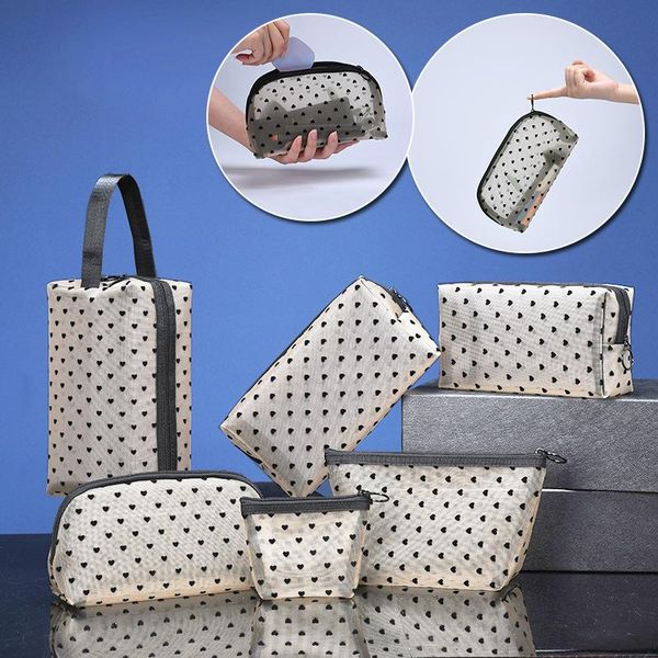 storage bags transparent nylon mesh washbag heart pattern cosmetic bag make up tools zipper travel toiletry supplies organizer
storage bags transparent nylon mesh washbag heart pattern cosmetic bag make up tools zipper travel toiletry supplies organizer