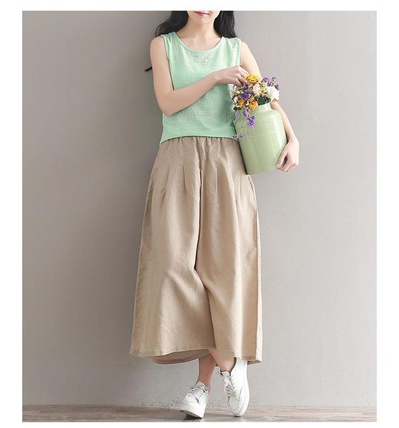 women's pants & capris women linen width legs cotton good quality korean design cool summer wearing lady hakama, Black;white
women's pants & capris women linen width legs cotton good quality korean design cool summer wearing lady hakama, Black;white