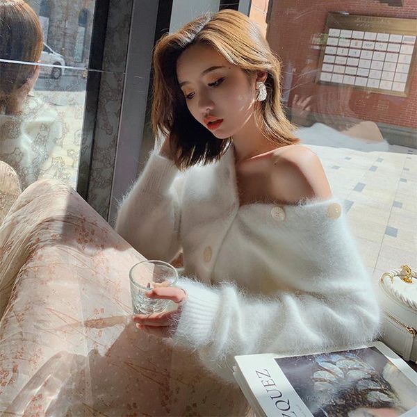 women's knits & tees ziqing mink wool knitted cardigan for women fall and winter outer wear light mature woman style internet celebrity, White
women's knits & tees ziqing mink wool knitted cardigan for women fall and winter outer wear light mature woman style internet celebrity, White