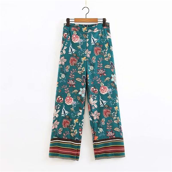 national style women chic flower print wide leg pants female zipper long trousers streetwear pocket pantalones mujer p384 211007, Black;white
national style women chic flower print wide leg pants female zipper long trousers streetwear pocket pantalones mujer p384 211007, Black;white