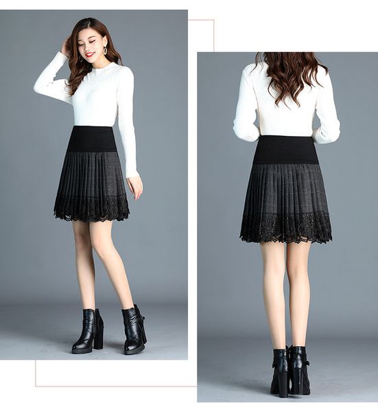 skirt elastic high waist women's middle stitching pleated autumn winter lace woolen harajuku, Black
skirt elastic high waist women's middle stitching pleated autumn winter lace woolen harajuku, Black