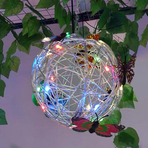 solar lamps lights garden decorative hanging globe with butterfly waterproof for walkway patio yard lawn decoration