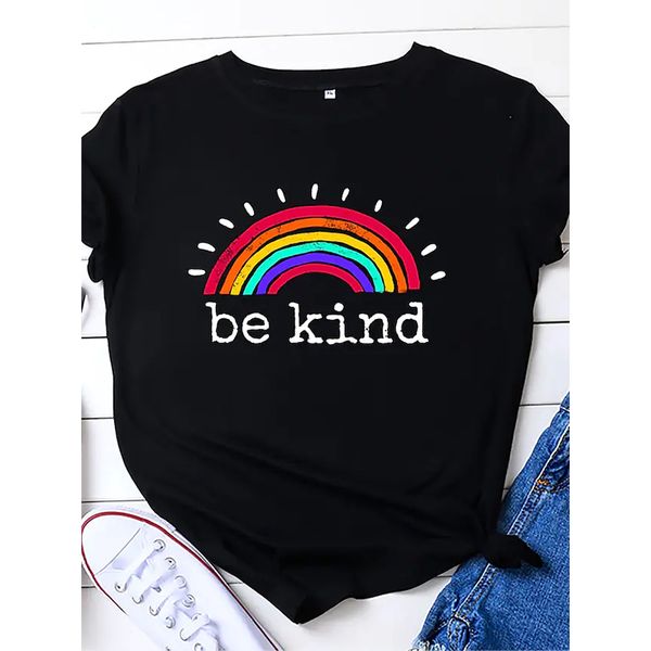 rainbow pattern ladies fashion style 3d printing round neck casual streetwear summer basic short-sleeved t-shirt, White
rainbow pattern ladies fashion style 3d printing round neck casual streetwear summer basic short-sleeved t-shirt, White