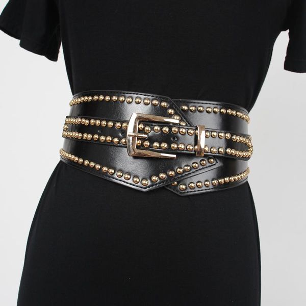 belts pu waistband rivet studded punk for women fashion elastic wide waist belt leather hip hop strap cinturon mujer, Black;brown
belts pu waistband rivet studded punk for women fashion elastic wide waist belt leather hip hop strap cinturon mujer, Black;brown