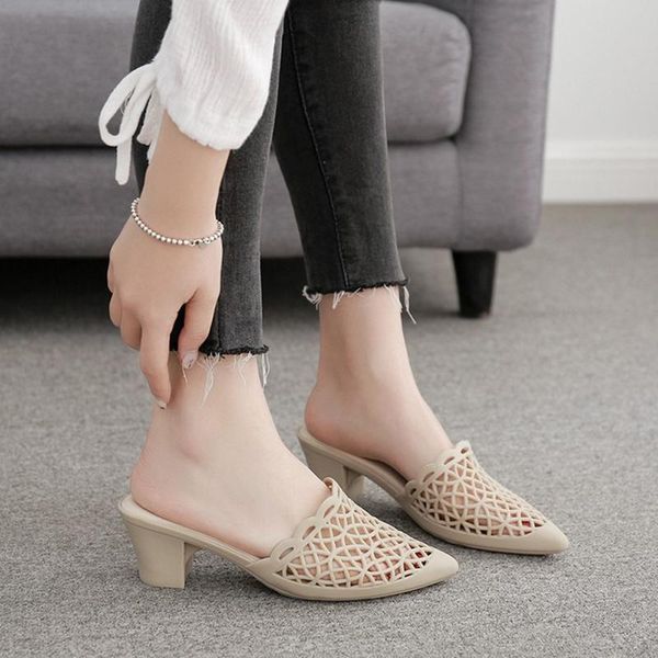slippers big size grace jelly shoe women korean pointy thick heel slides summer hollow lacework mules shoes femme high heels beach sandal, Black
slippers big size grace jelly shoe women korean pointy thick heel slides summer hollow lacework mules shoes femme high heels beach sandal, Black