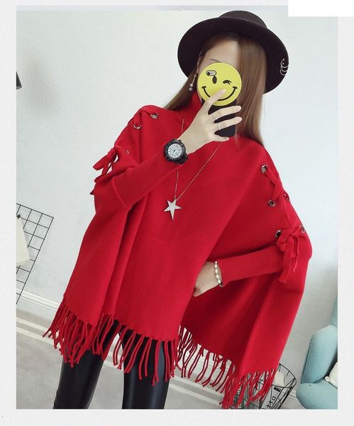 women's sweaters autumn and winter sweater high neck shawl cloak mid-length bat sleeve loose wild women 1r2m, White;black 
women's sweaters autumn and winter sweater high neck shawl cloak mid-length bat sleeve loose wild women 1r2m, White;black