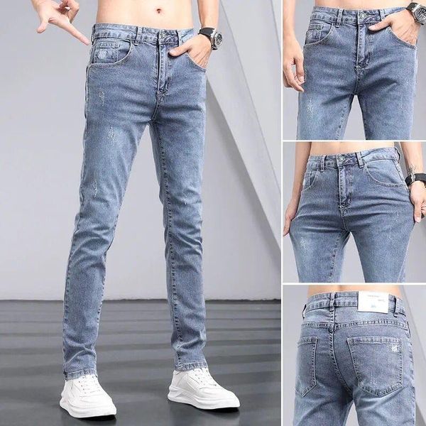 men's jeans summer thin ice silk korean version of the trend high-grade gray 2021 slim small trousers pants, Blue
men's jeans summer thin ice silk korean version of the trend high-grade gray 2021 slim small trousers pants, Blue