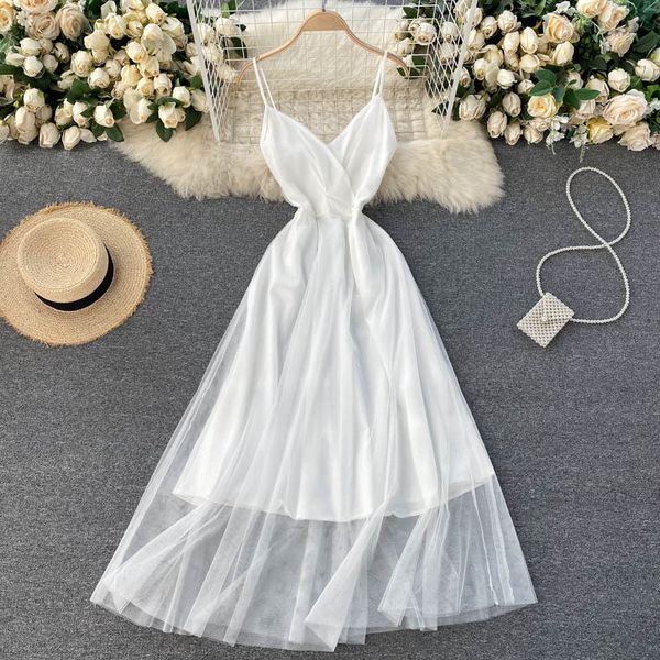 black/gray/white spaghetti strap mesh dress women elegant high waist sleeveless vestidos female big swing robe 2021 summer
black/gray/white spaghetti strap mesh dress women elegant high waist sleeveless vestidos female big swing robe 2021 summer