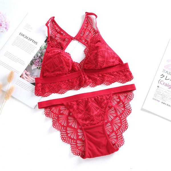 bra set back front button without steel ring lace triangle cup underwear suit wq6002, Red;black
bra set back front button without steel ring lace triangle cup underwear suit wq6002, Red;black